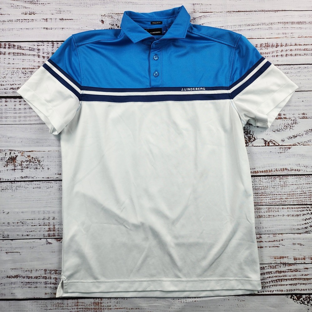 J.Lindeberg Gustav Regular Fieldsensor 2.0 Golf Polo Men's M Blue White